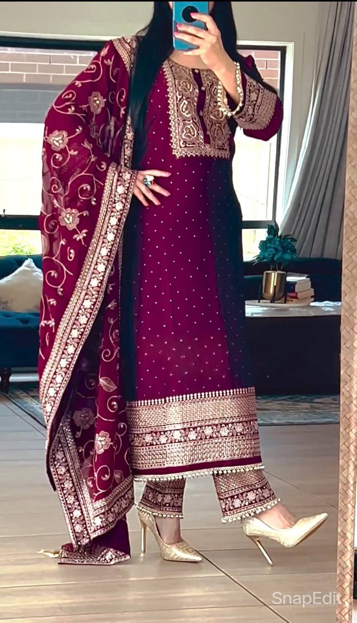 Presenting New Long Pakistani Suit Top Pant and Dupptta In Fancy Style Set - Image 8