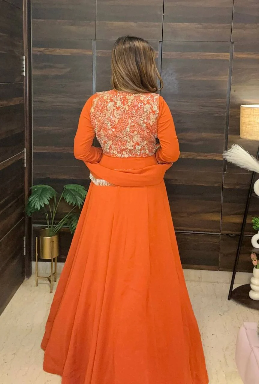 Chic and Stunning Orange Floor-Length Dress - Image 4