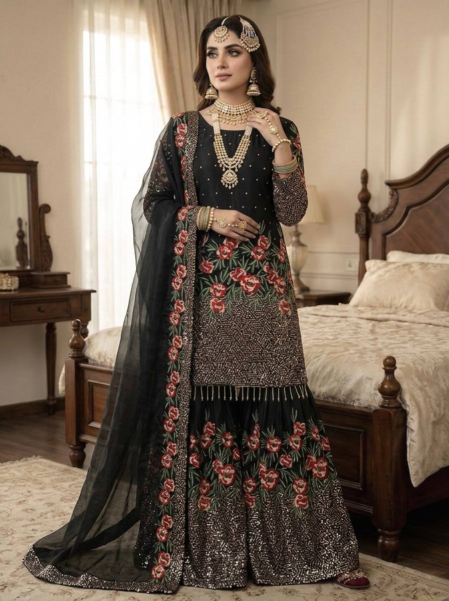 Radiant Rose Embroidered Ethnic Ensemble - Image 10
