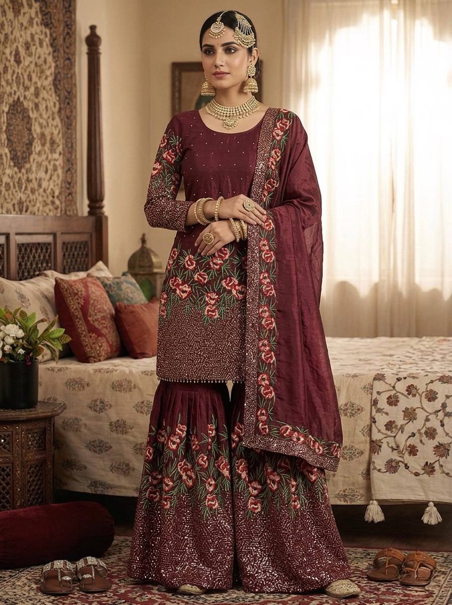 Radiant Rose Embroidered Ethnic Ensemble - Image 11