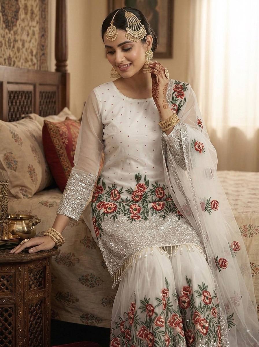 Radiant Rose Embroidered Ethnic Ensemble - Image 14