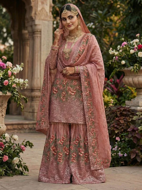 Radiant Rose Embroidered Ethnic Ensemble - Image 4