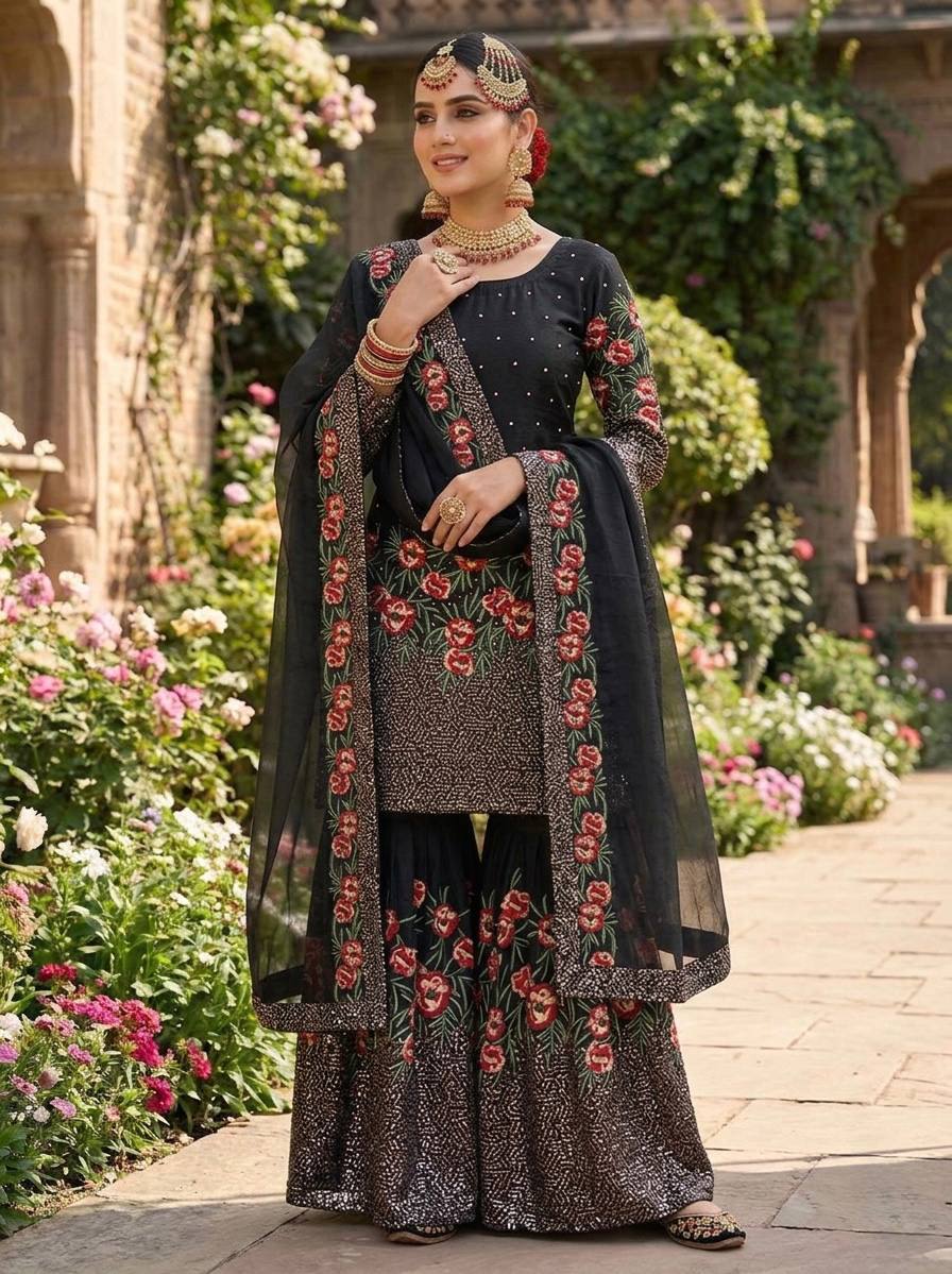 Radiant Rose Embroidered Ethnic Ensemble - Image 8