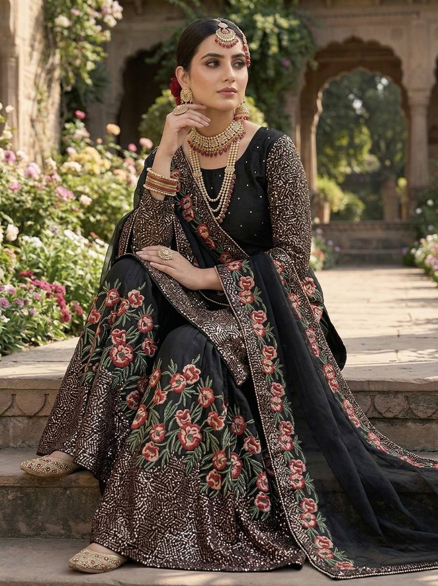 Radiant Rose Embroidered Ethnic Ensemble - Image 9