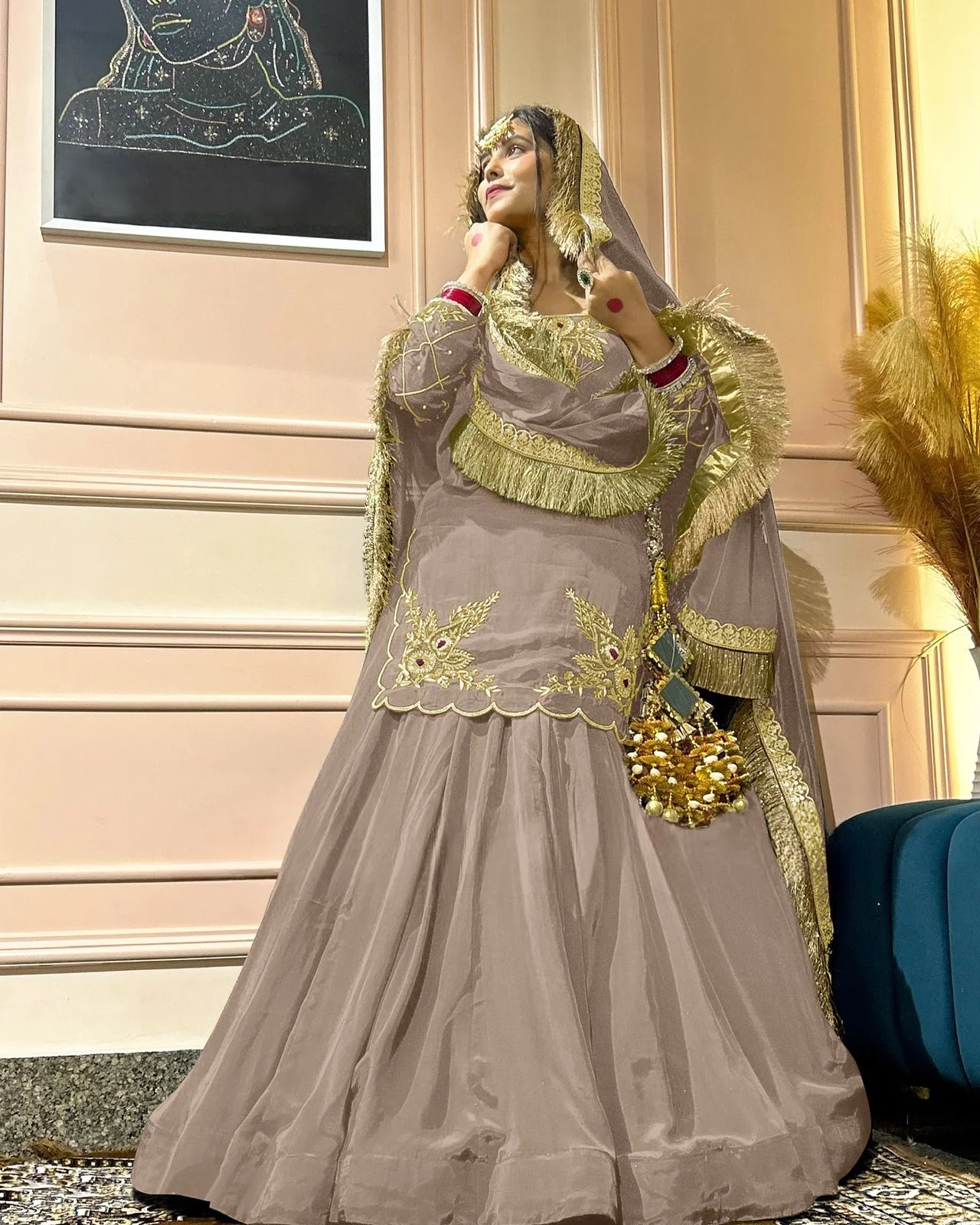 Regal Zari and Stone Embellished Hand work. - Image 10