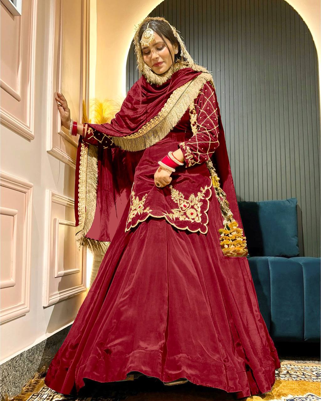 Regal Zari and Stone Embellished Hand work. - Image 12