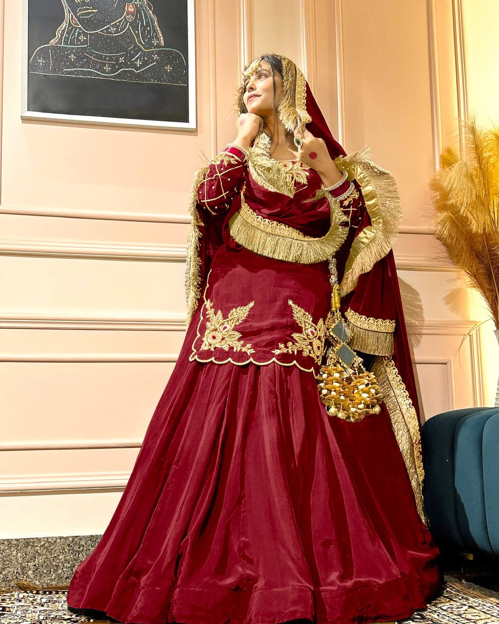 Regal Zari and Stone Embellished Hand work. - Image 13