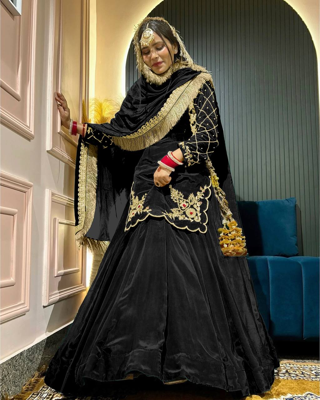 Regal Zari and Stone Embellished Hand work. - Image 14