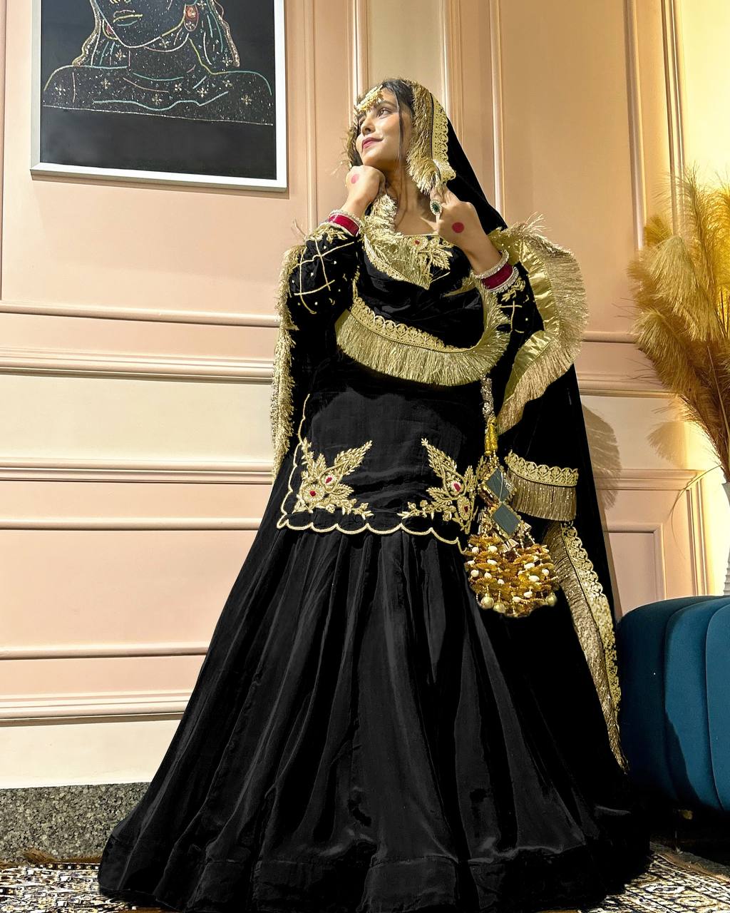 Regal Zari and Stone Embellished Hand work. - Image 15