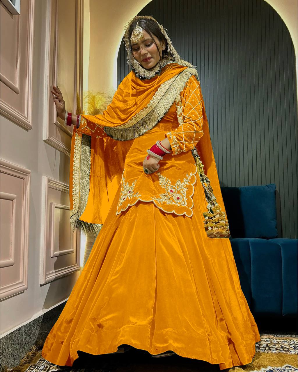 Regal Zari and Stone Embellished Hand work. - Image 17