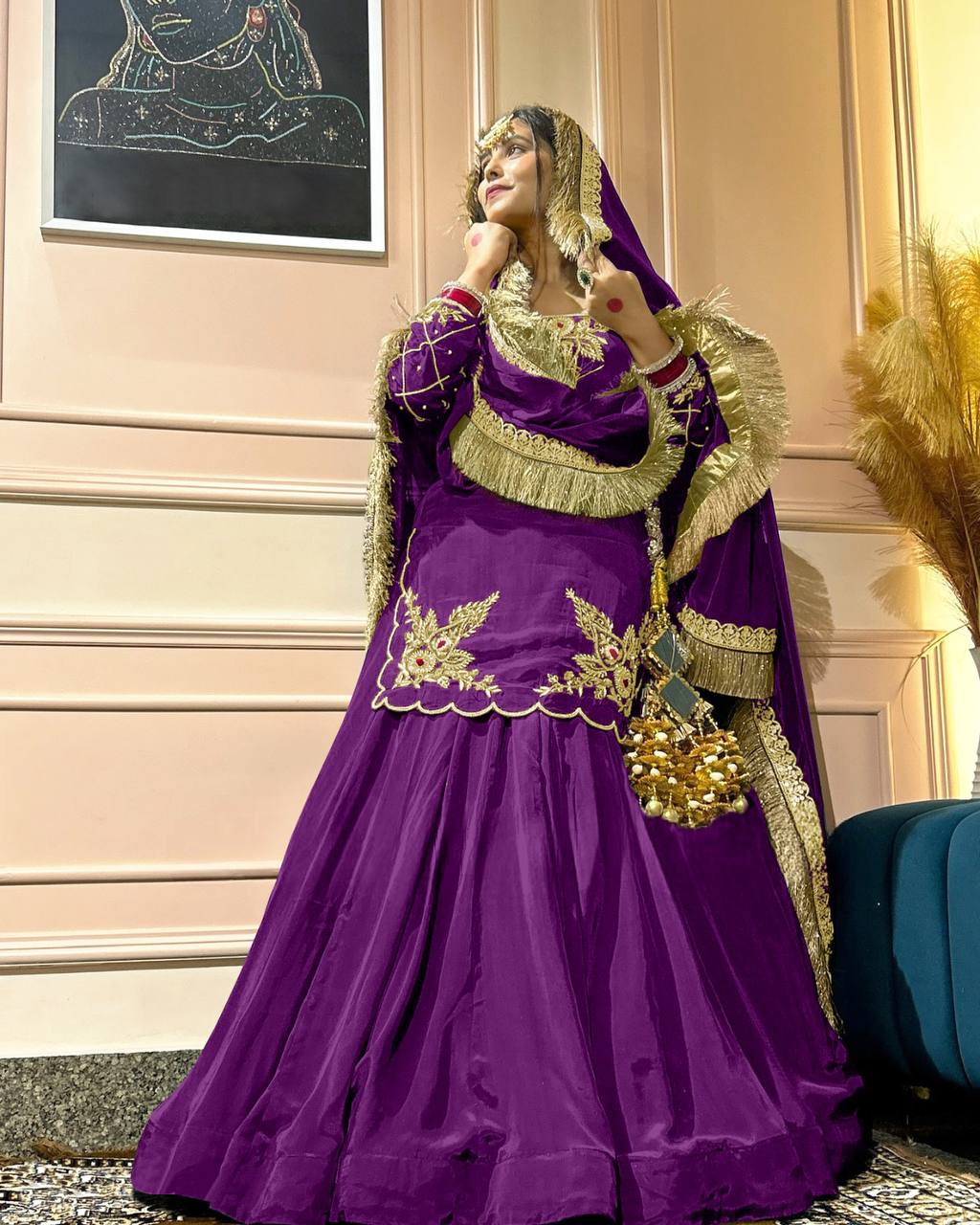 Regal Zari and Stone Embellished Hand work. - Image 24