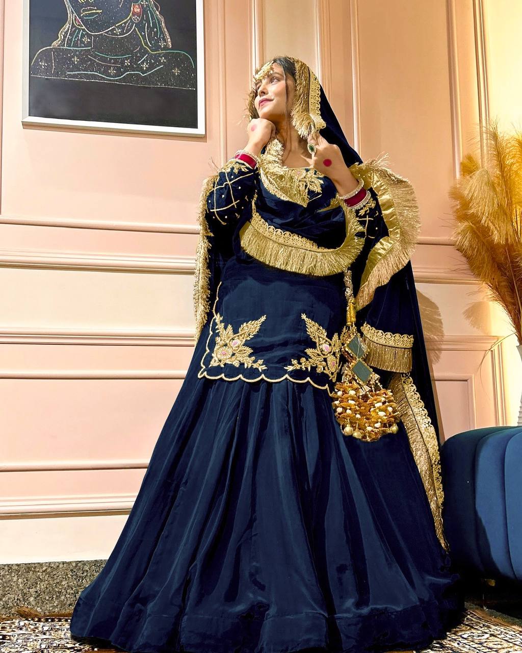 Regal Zari and Stone Embellished Hand work. - Image 25
