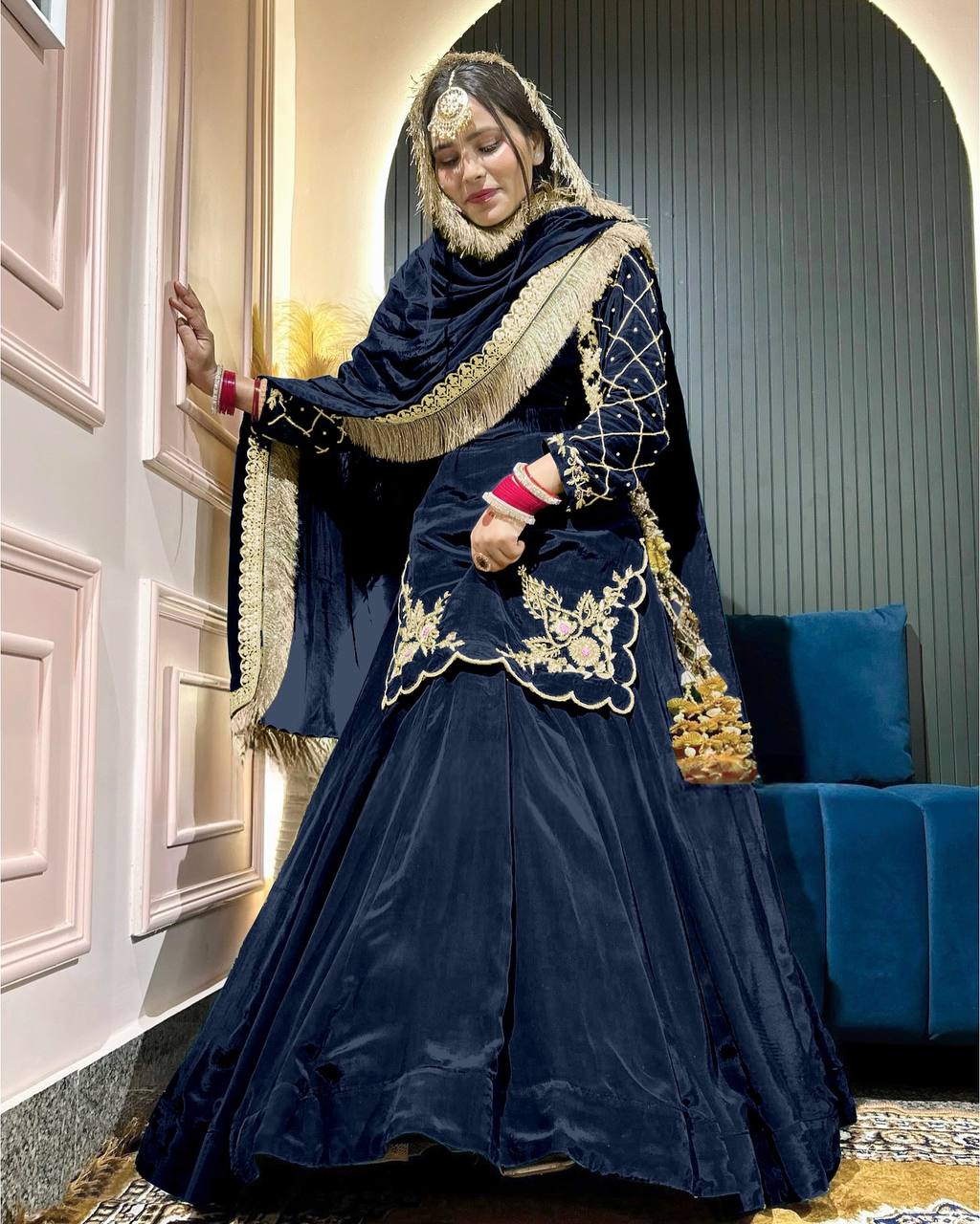 Regal Zari and Stone Embellished Hand work. - Image 26