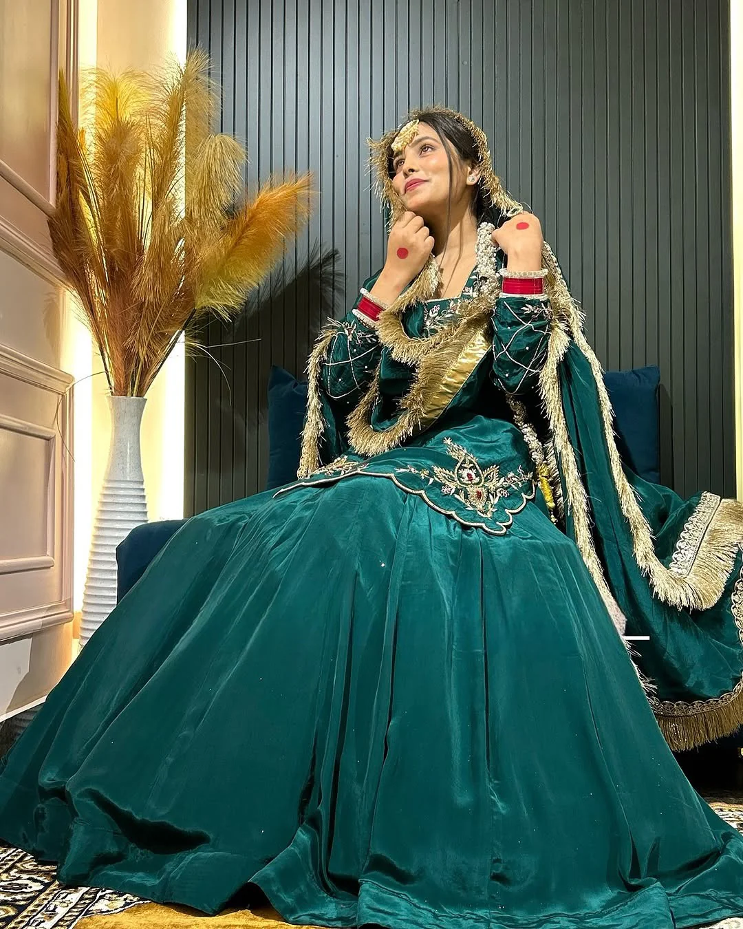 Regal Zari and Stone Embellished Hand work. - Image 4