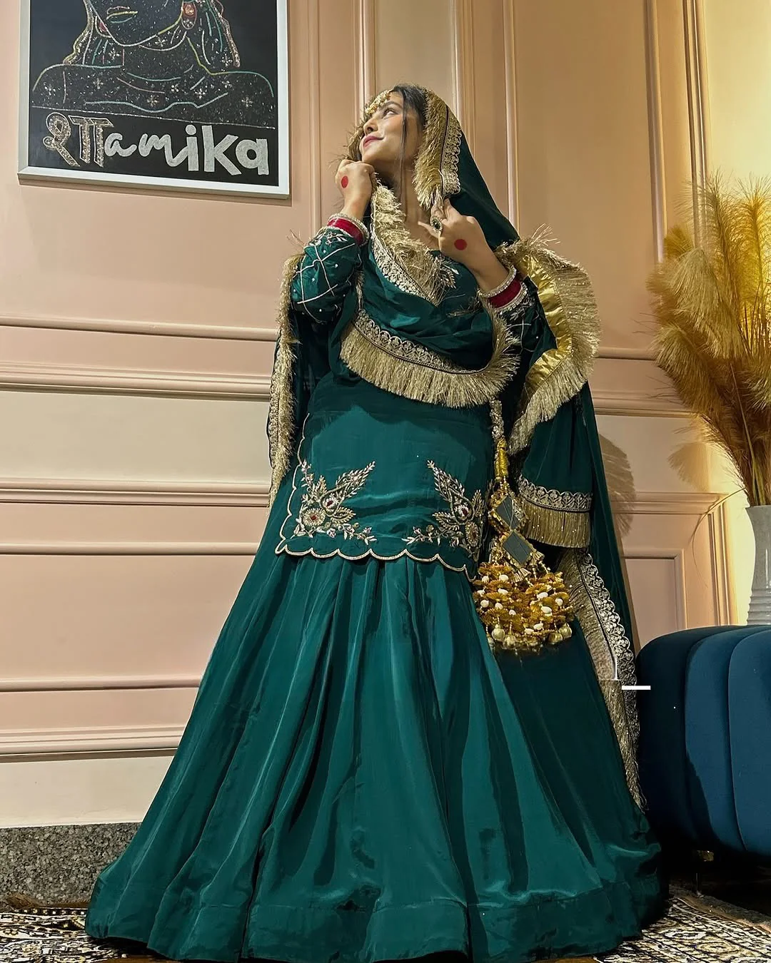 Regal Zari and Stone Embellished Hand work. - Image 6
