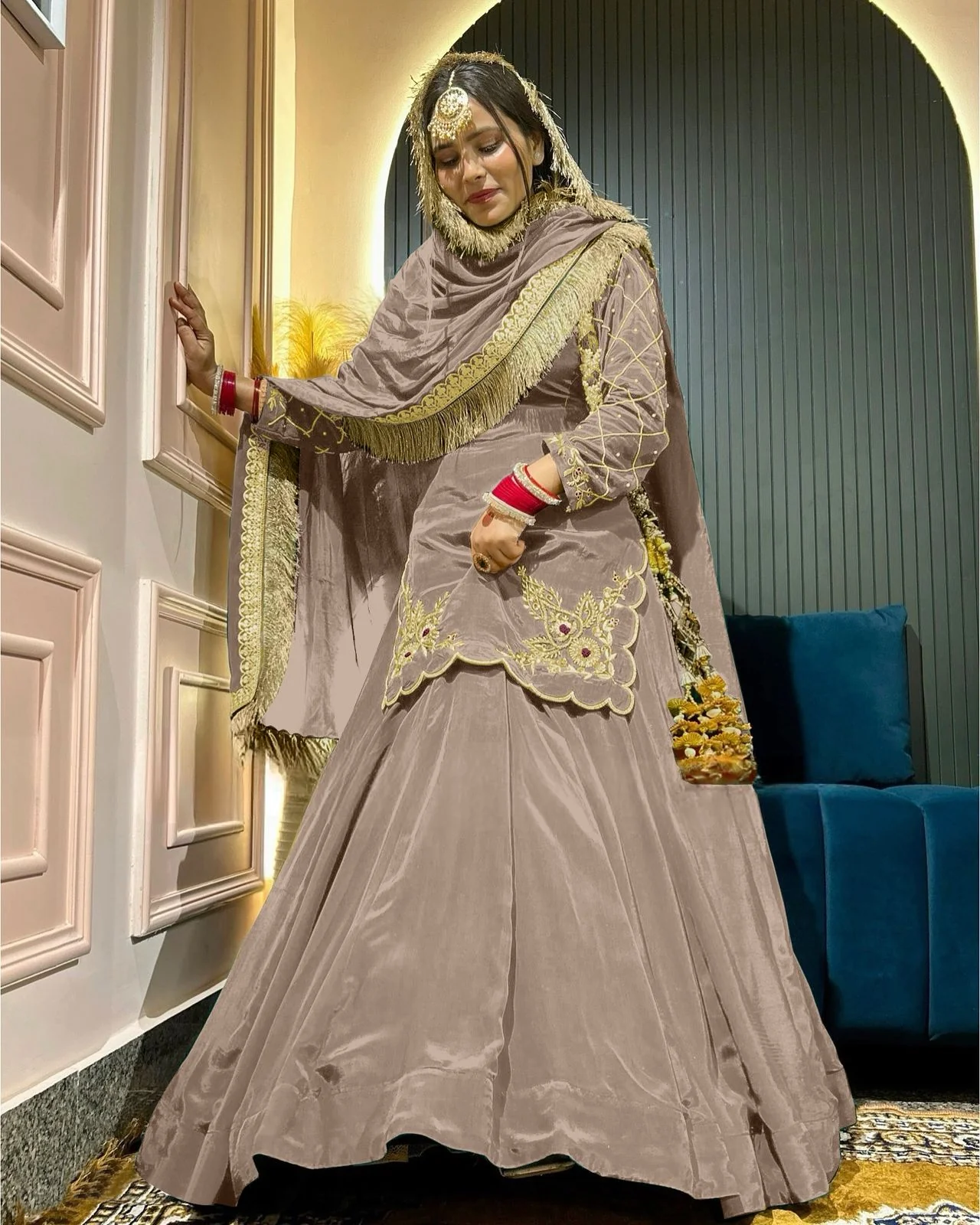 Regal Zari and Stone Embellished Hand work. - Image 8