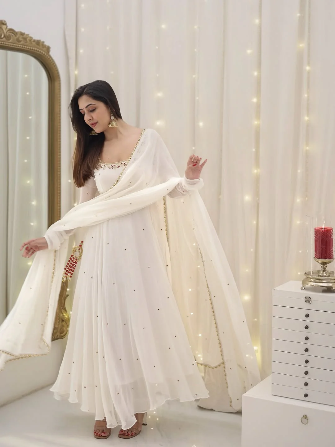 The Enchantment of a White Anarkali Dress - Image 3